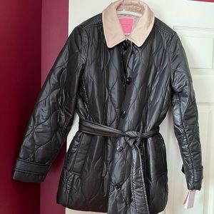 Kate Spade New York Women's Belted Combination Quilted Coat - Black